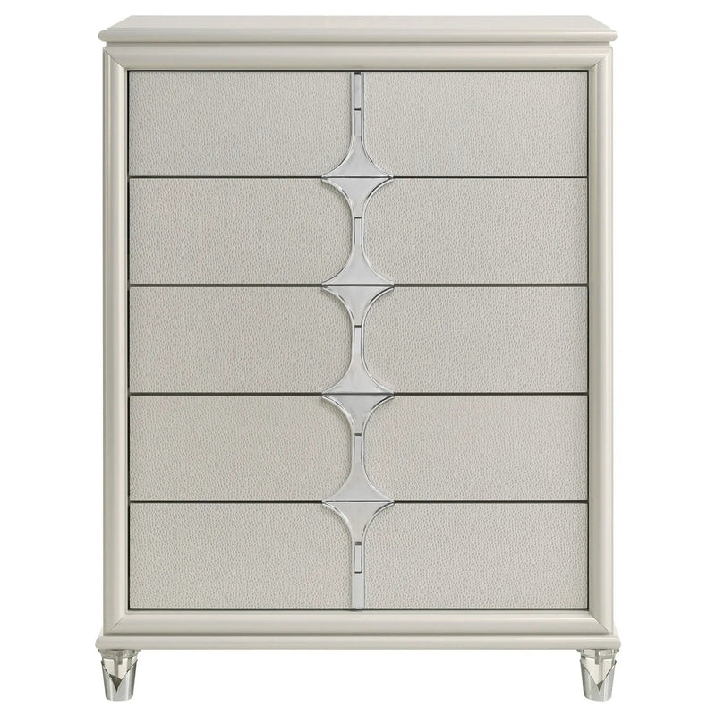 Olivia 5-drawer Bedroom Chest of Drawers Pearl White by Unique Piece Furniture