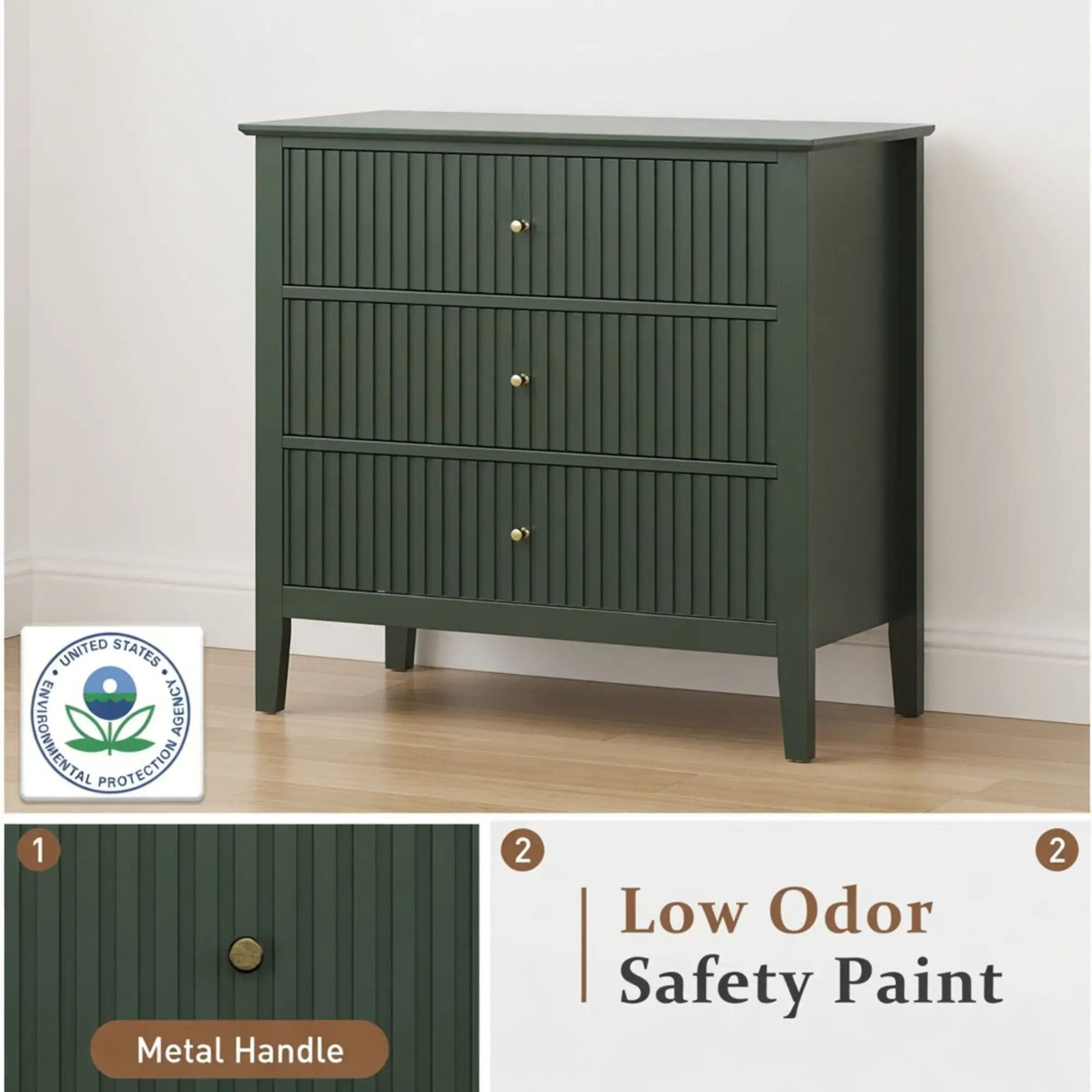 Fluted 3 Drawer Nightstand With Soft Close Slides by HouseOfZazla