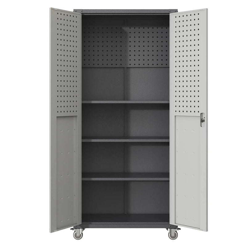 Metal Garage Storage Cabinet With Wheels Heavy Duty Tool Storage Cabinet - Brushed Nickel by HouseOfZazla