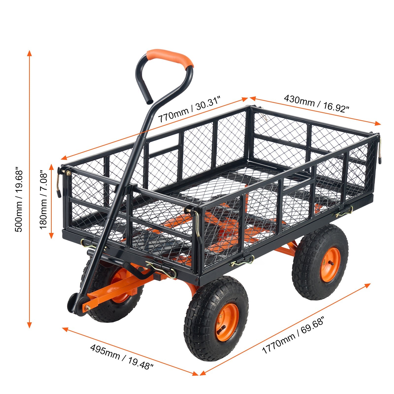 Metal Garden Dump Cart with Easy-Assemble Frame and Convertible Handle by HouseOfZazla
