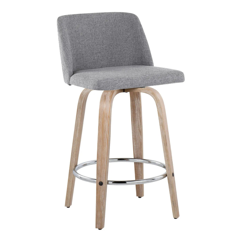 Toriano - Modern Design Fixed Height Counter Stool With Swivel With Round Footrest (Set of 2) by HouseOfZazla