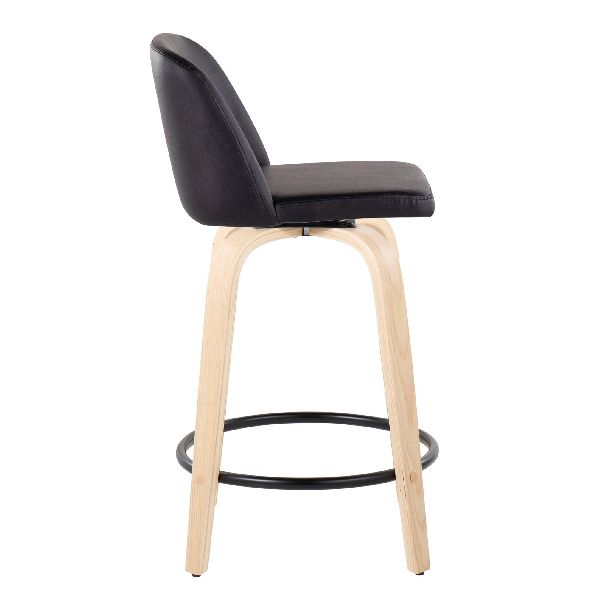 Toriano - Contemporary, Fixed Height Counter Stool With Swivel And Round Footrest (Set of 2) by HouseOfZazla