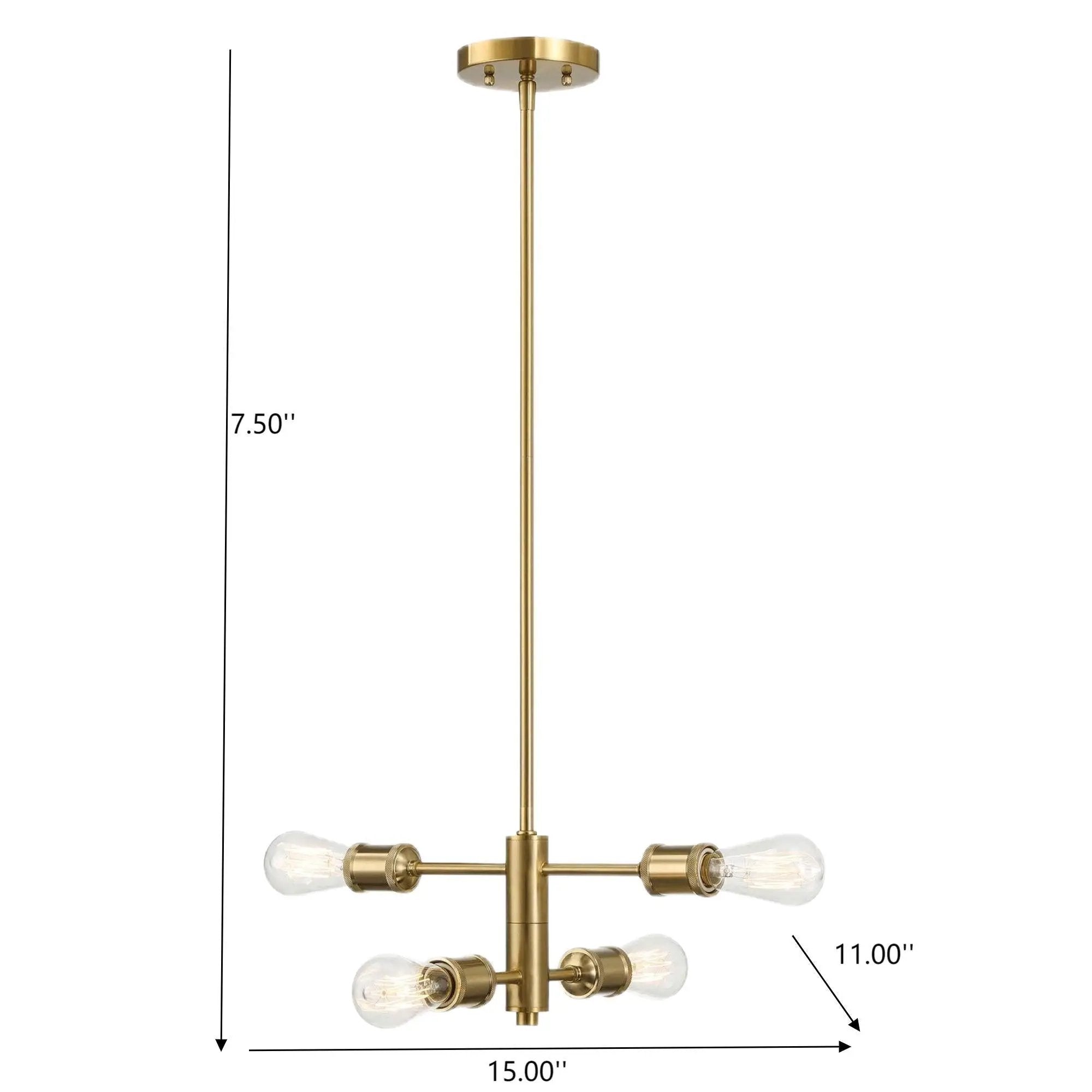 Trellis - 4 Lights Modern Gold Chandelier Vintage Pendant Fixture For Living Room - Clear / Gold by Unique Piece Furniture