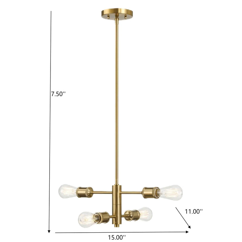 Trellis - 4 Lights Modern Gold Chandelier Vintage Pendant Fixture For Living Room - Clear / Gold by Unique Piece Furniture
