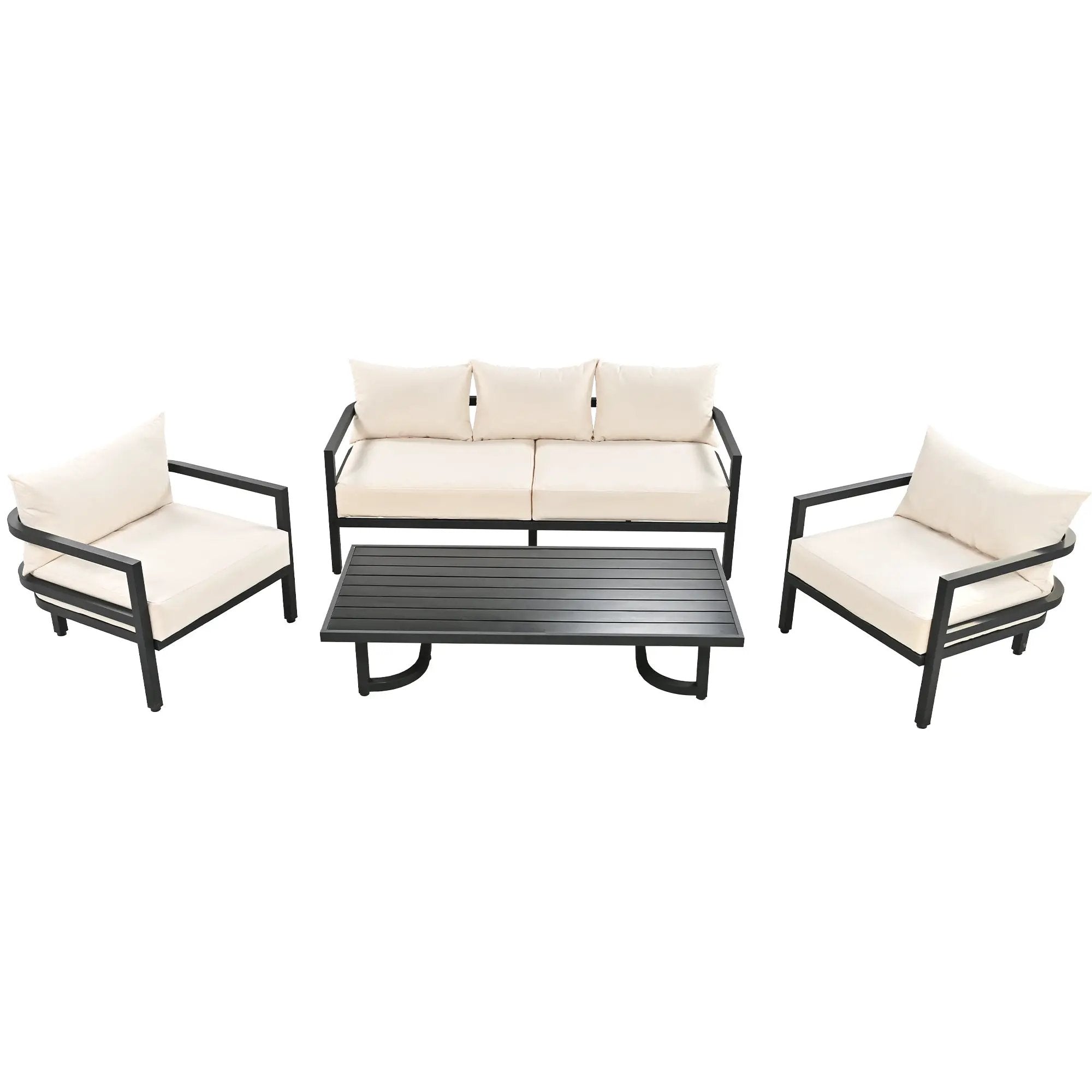 U_Style Multi-Person Outdoor Steel Sofa Set with Coffee Table by HouseOfZazla
