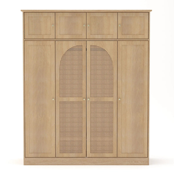 8 Door Armoire Wardrobe with Adjustable Shelves and Hanging Rod
