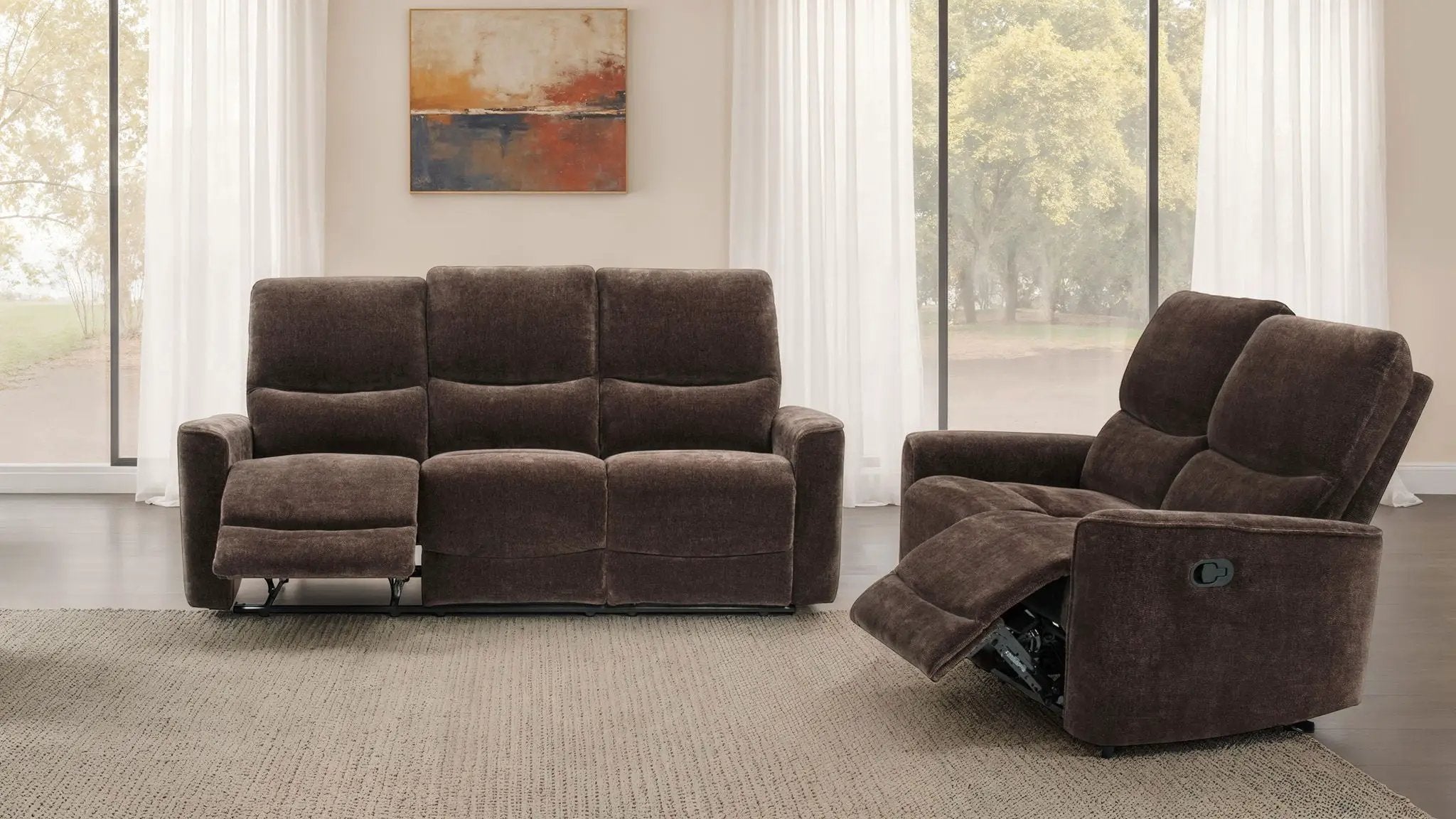 Navarro 2-piece Upholstered Reclining Sofa Set Dark Brown by Unique Piece Furniture