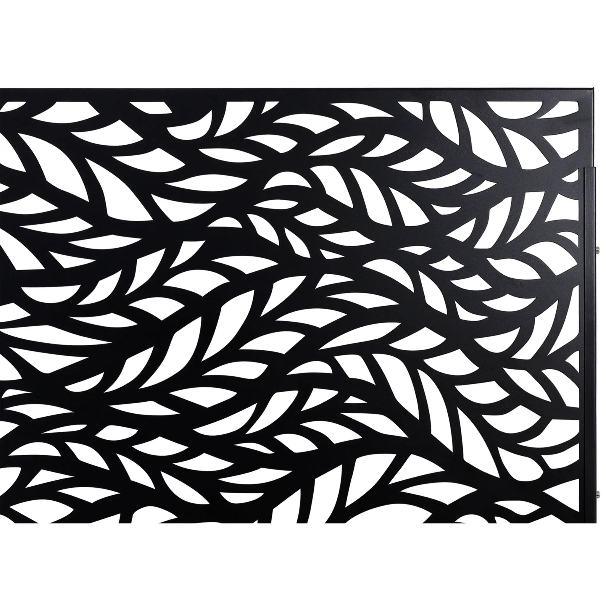 Outdoor & Indoor Privacy Screen Metal Privacy Screen, Freestanding Decorative Privacy Screen For Deck Balcony Patio - Black by Unique Piece Furniture