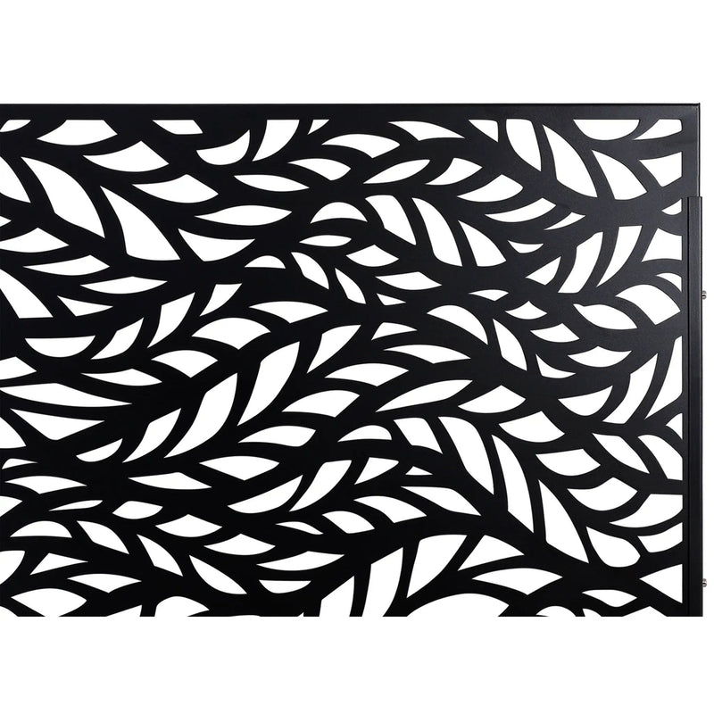 Outdoor & Indoor Privacy Screen Metal Privacy Screen, Freestanding Decorative Privacy Screen For Deck Balcony Patio - Black by Unique Piece Furniture
