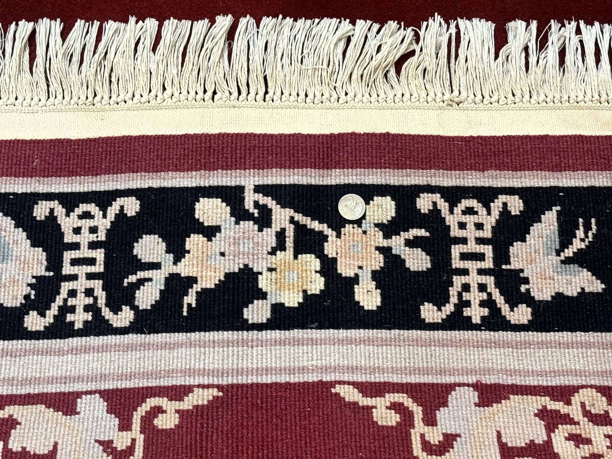 Dark Red Chinese Wool Rug 4x6, Chinese 90 Line Rug, Carving Rug, Handmade, Pair B by Jewel Rugs