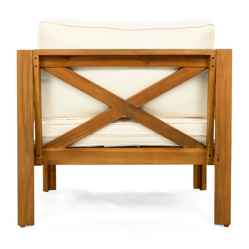 Outdoor Acacia Wood Club Wooden Armchair with Cushions (Set of 2) by HouseOfZazla
