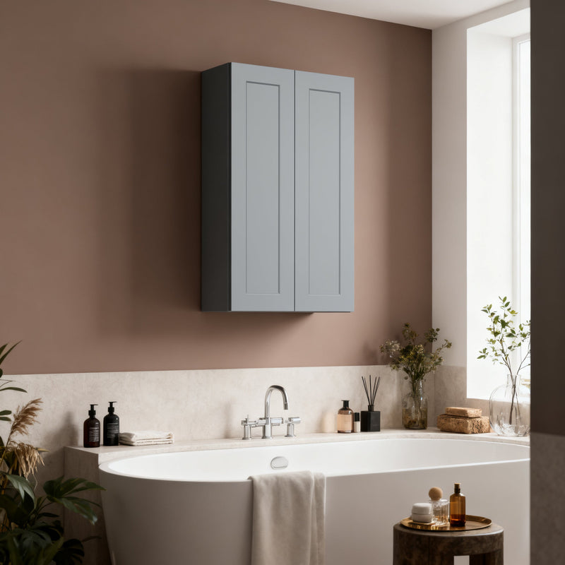 Gray Shaker Solid Wood Wall Cabinet with Soft-Close Doors by HouseOfZazla