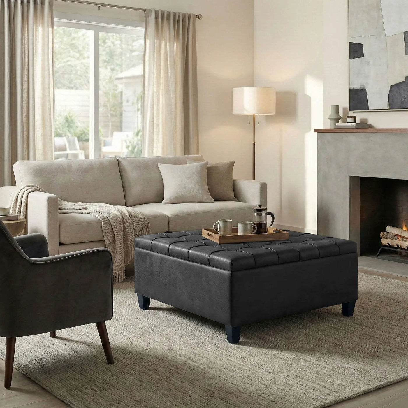 Harrison - Upholstered Coffee Table Storage Ottoman by Unique Piece Furniture