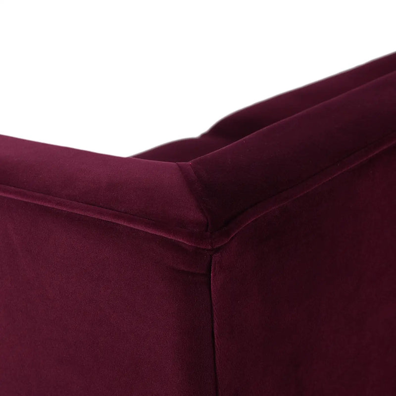 Jack 84" Modern Tuxedo Tufted Sofa, Burgundy Velvet by HouseOfZazla