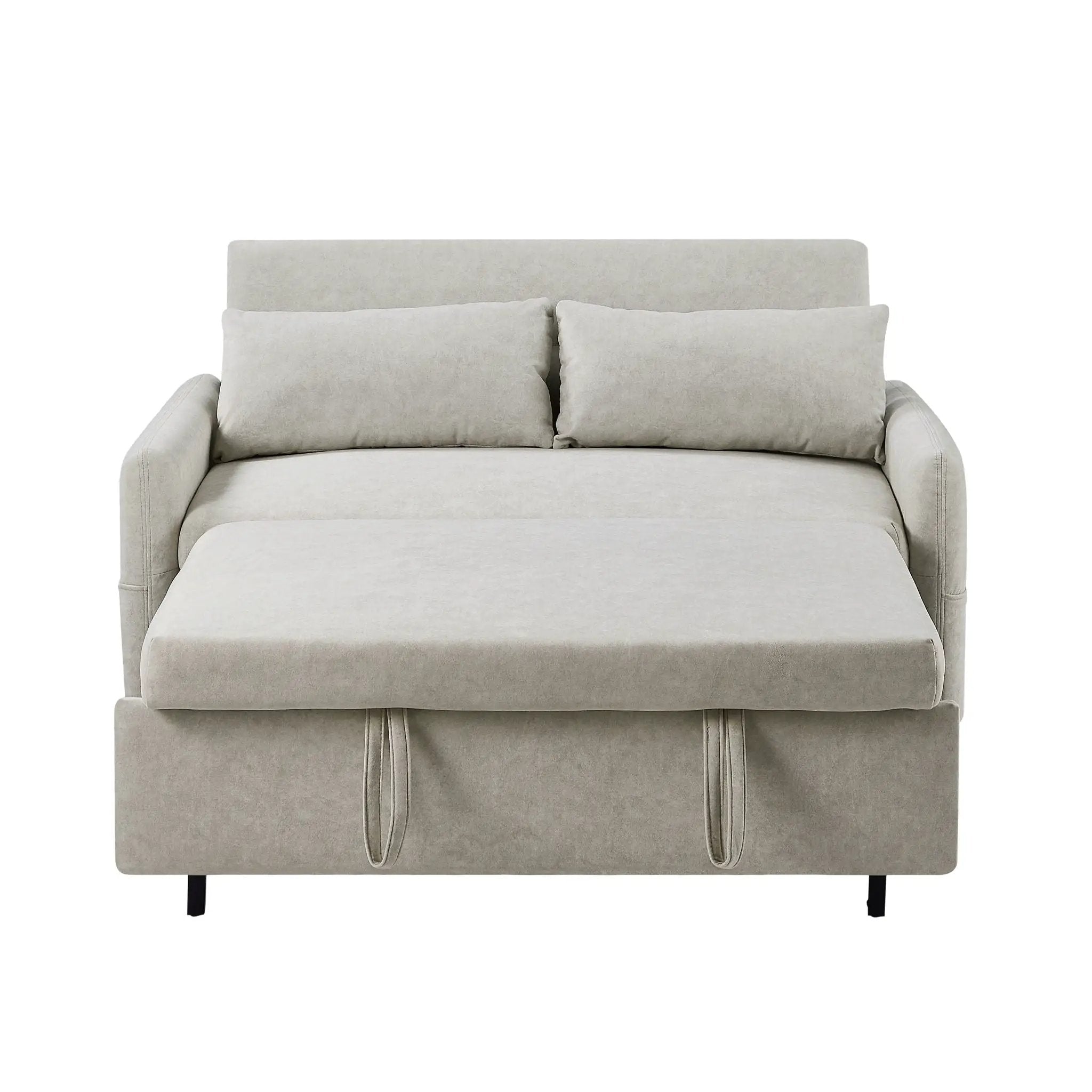 Pull Out Sleep Sofa Bed Loveseats Sofa Couch With Adjsutable Backrest, Storage Pockets, 2 Soft Pillows, USB Ports For Living Room, Bedroom, Apartment, Office by HouseOfZazla