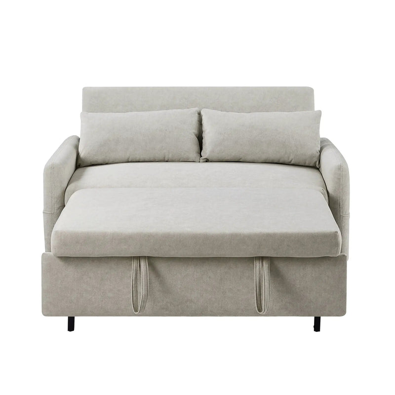 Pull Out Sleep Sofa Bed Loveseats Sofa Couch With Adjsutable Backrest, Storage Pockets, 2 Soft Pillows, USB Ports For Living Room, Bedroom, Apartment, Office by HouseOfZazla