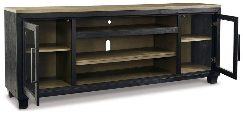 Foyland - XL TV Stand w/Fireplace Option - Black / Brown by Unique Piece Furniture