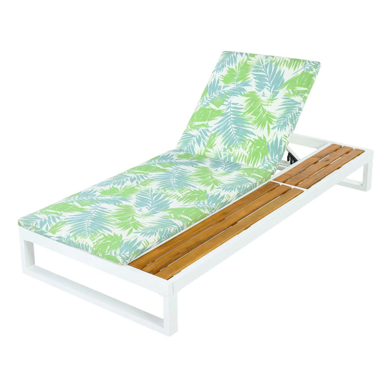 White Iron & Teak Finish Chaise Lounge Set by HouseOfZazla