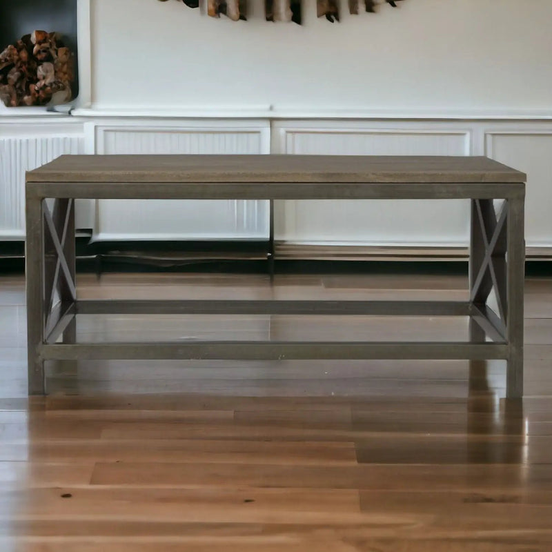 Cross Metal Coffee Table - Pewter by HouseOfZazla