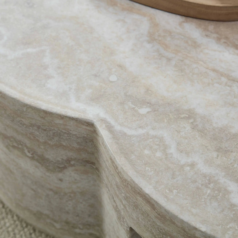 Clover Round Coffee Table With Open Storage - Marble by HouseOfZazla