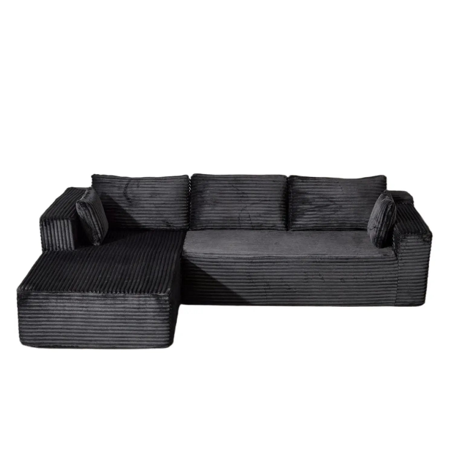 Compression Sectional Couch With Comfy Chaise, Boneless L Shape Sofa With Deep Seat by HouseOfZazla