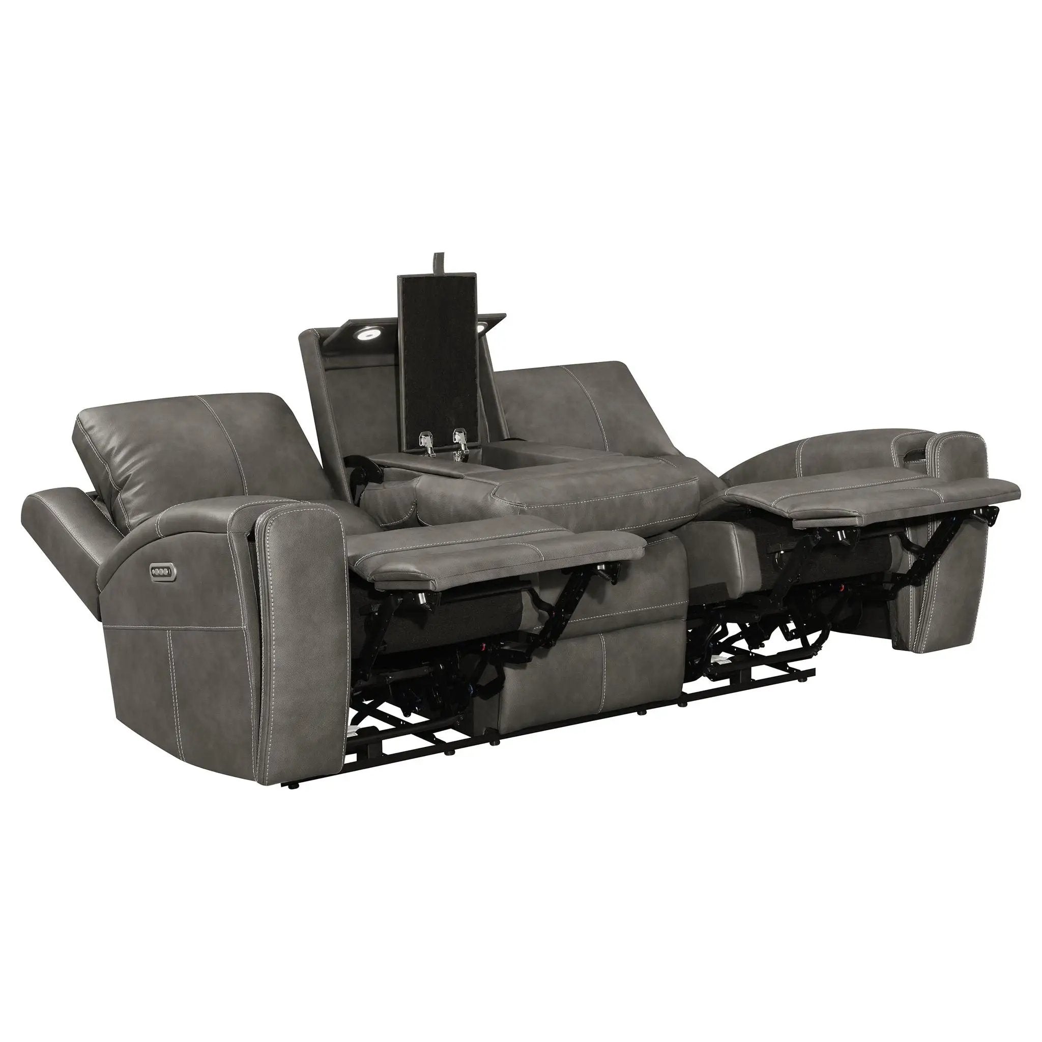 Brickston 3-piece Triple Power Reclining Sofa Set Charcoal by Unique Piece Furniture
