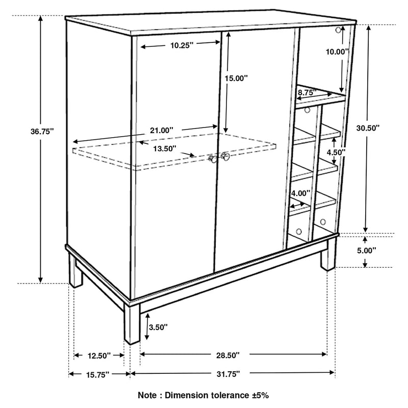 Wine Cabinet With 2 Doors - Gray by HouseOfZazla