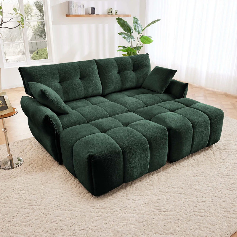 2 Seater Sofa Set With 2 Ottomans And Throw Pillows by HouseOfZazla