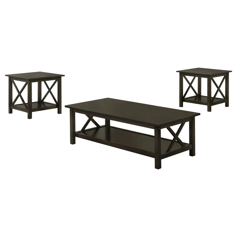 Rachelle 3-piece Rectangular Coffee Table Set Deep Merlot by Unique Piece Furniture