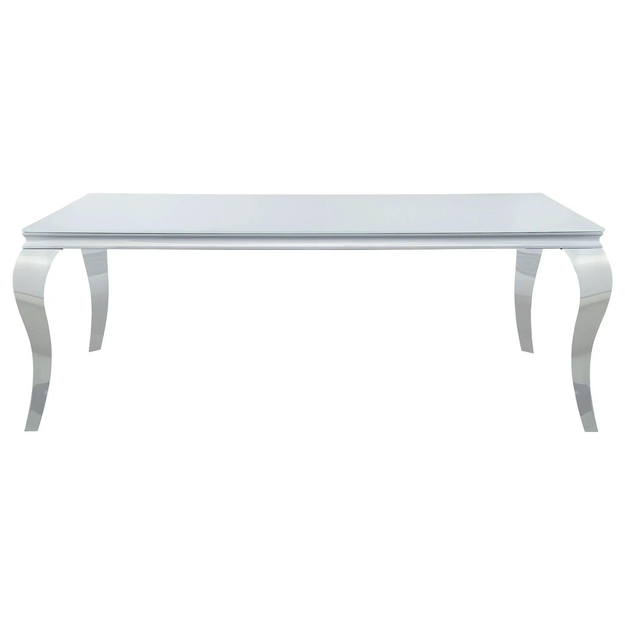 Carone Rectangular 81-inch Glass Top Dining Table White by Unique Piece Furniture