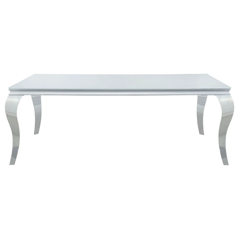 Carone Rectangular 81-inch Glass Top Dining Table White by Unique Piece Furniture