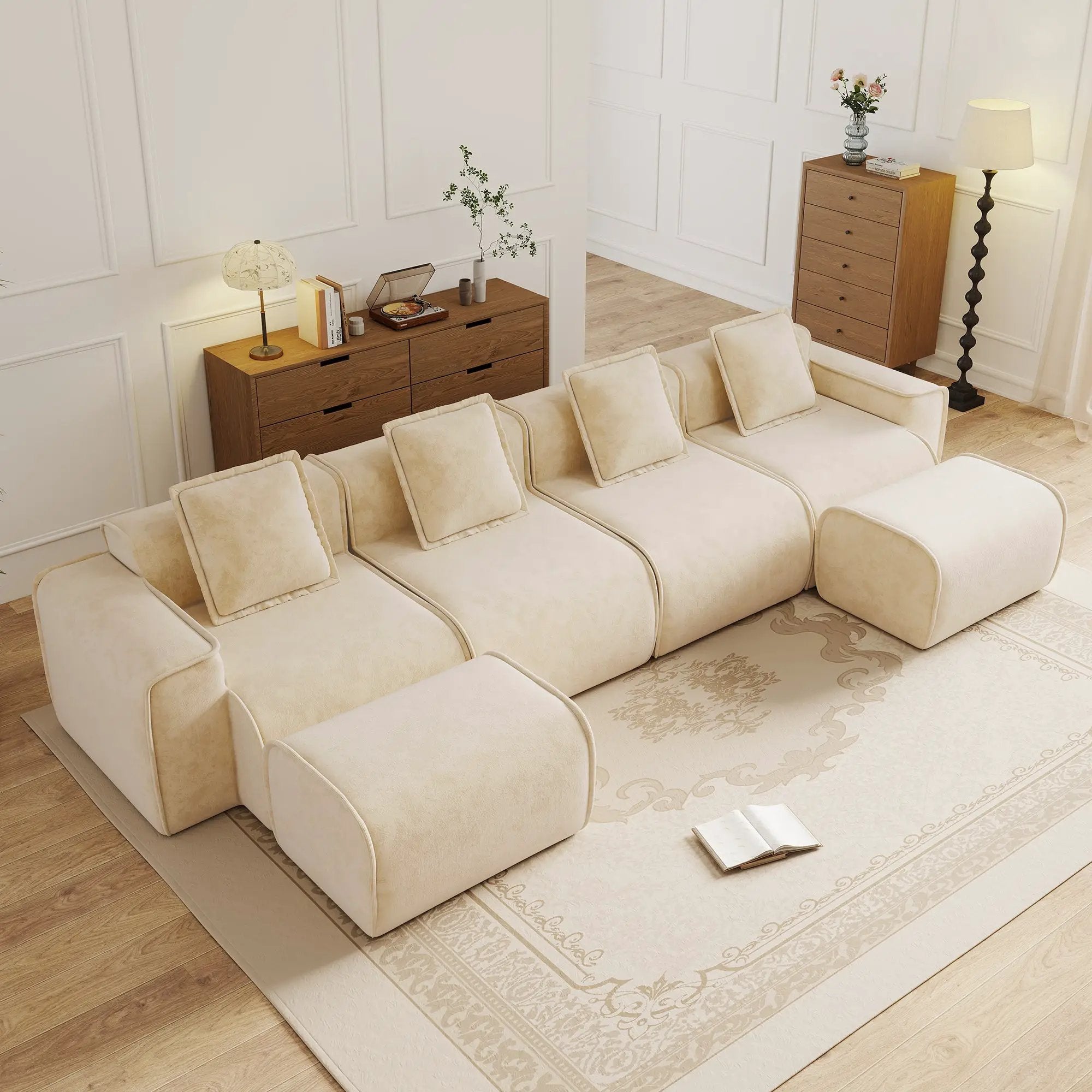 Streamlined Design Modular 4 Seat U Shape Sectional Sofa by HouseOfZazla