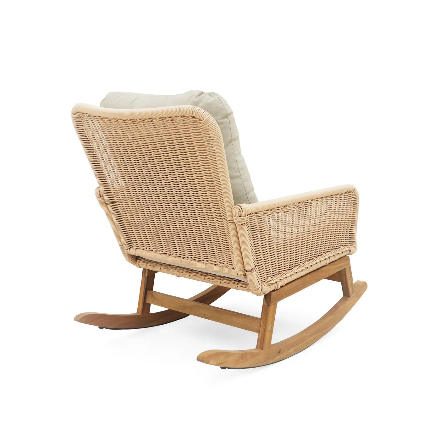 Contemporary Minimalist Wicker Rocking Chair With Soft Cushions And Durable Wooden Frame by HouseOfZazla