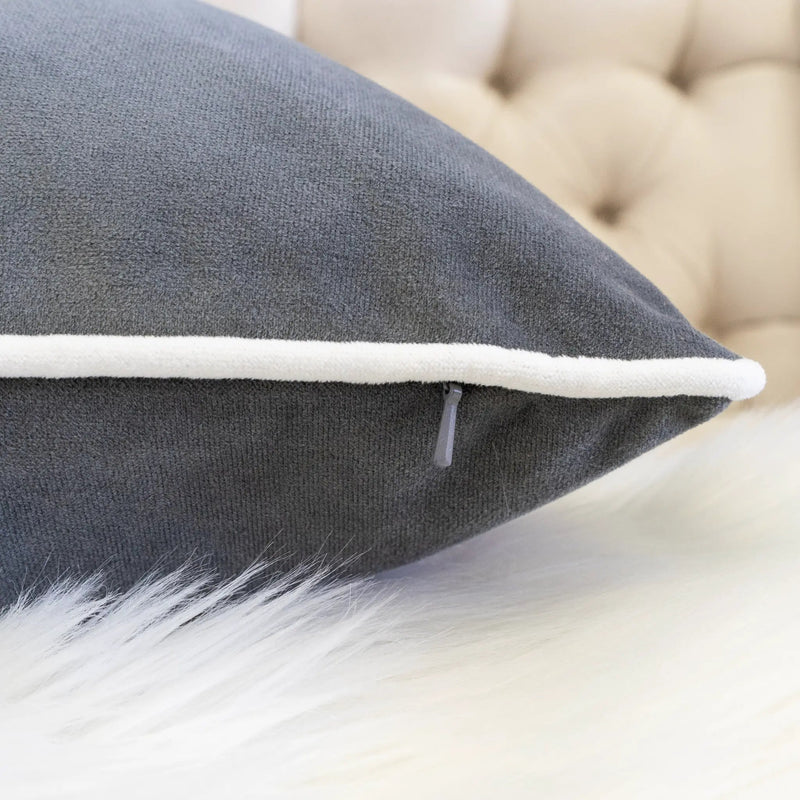 Let It Snow Embroidered Cotton Throw Pillow – 20x20 Gray Winter Accent Cushion by HouseOfZazla
