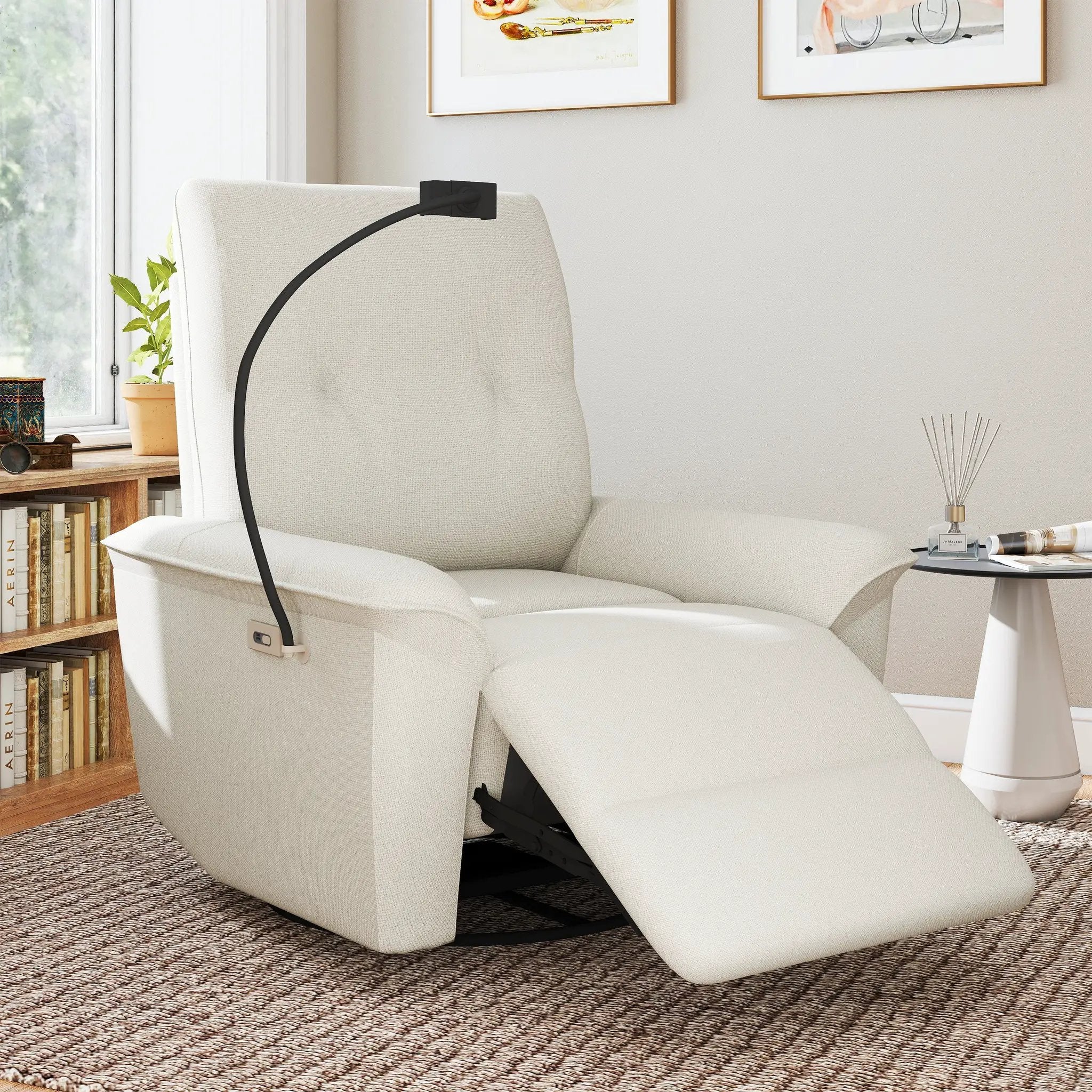 270° Power Swivel Rocker Recliner Chair with Phone Holder by HouseOfZazla