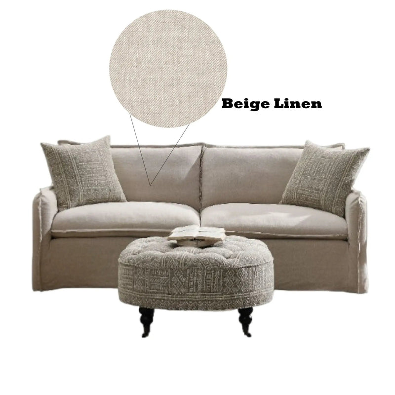 Upendo - Pattern Linen Sofa With 2 Toss Pillows - Beige by Unique Piece Furniture
