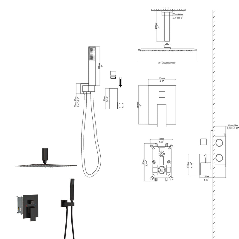 Dual Shower Head System With Ceiling Mount And Rough In Valve by HouseOfZazla