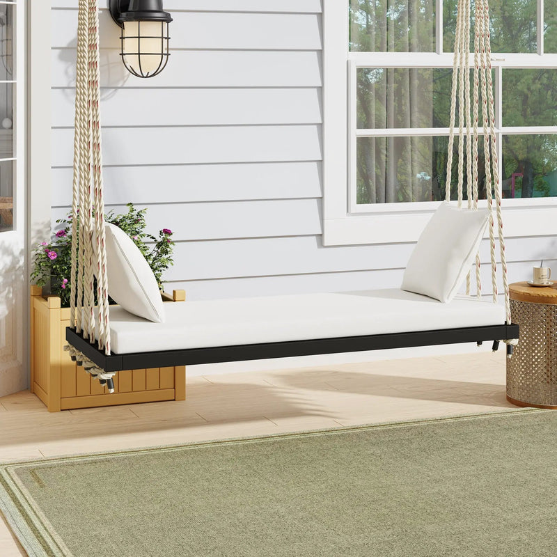 Patio Wooden Swing Chair Hanging Porch Swing Bench by HouseOfZazla