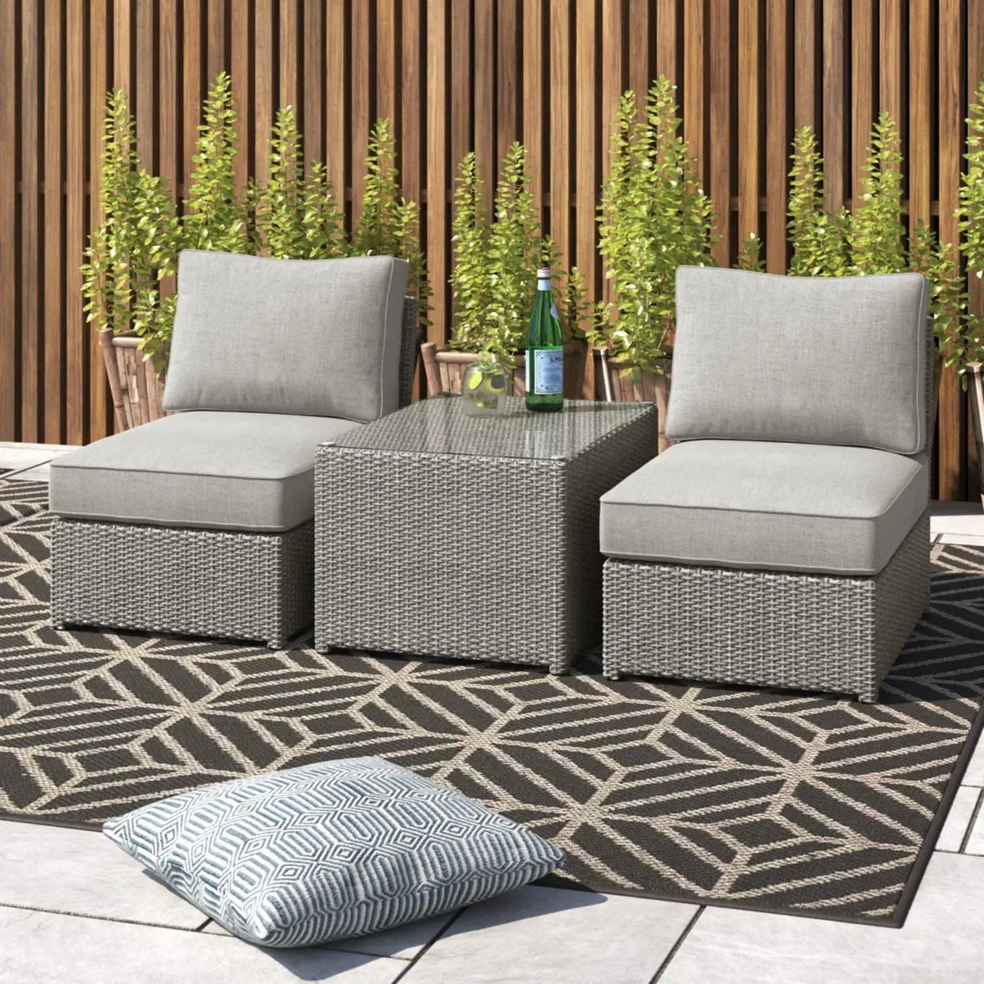 Modern Wicker Outdoor Seating Set With Cushions by Unique Piece Furniture