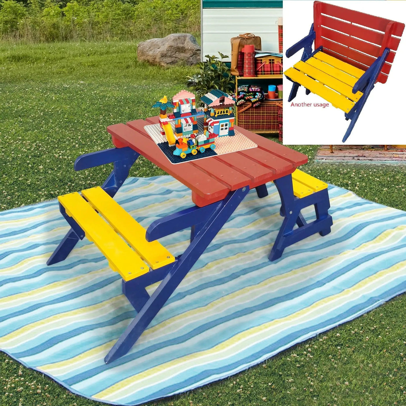 Kids Multi-Functional Arm Chair, Table With 2 Benches All-In-One Set by HouseOfZazla