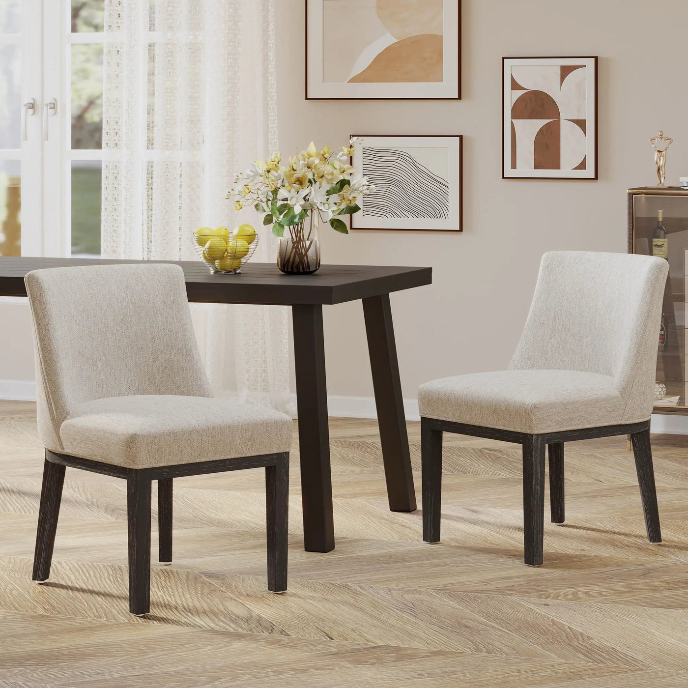 Modern Dining Chair With Durable Fabric Upholstery And Sturdy Wooden Frame (Set of 2) by HouseOfZazla