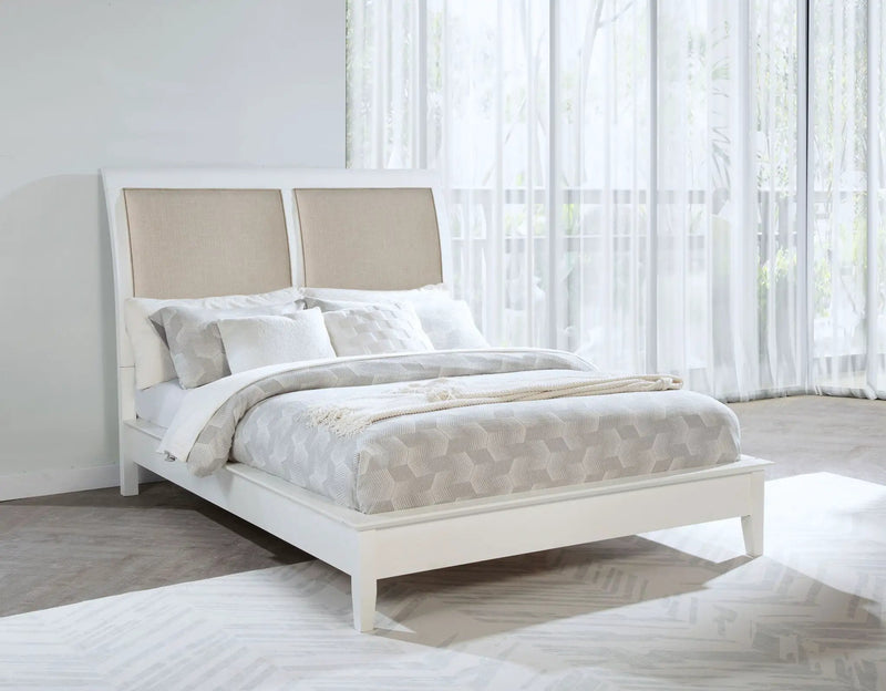 Bexhill 56-inch Upholstered California King Panel Bed White by Unique Piece Furniture