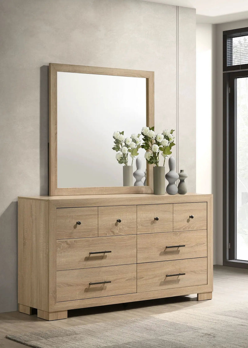 Arielle 6-drawer Bedroom Dresser with Mirror Light Oak by Unique Piece Furniture