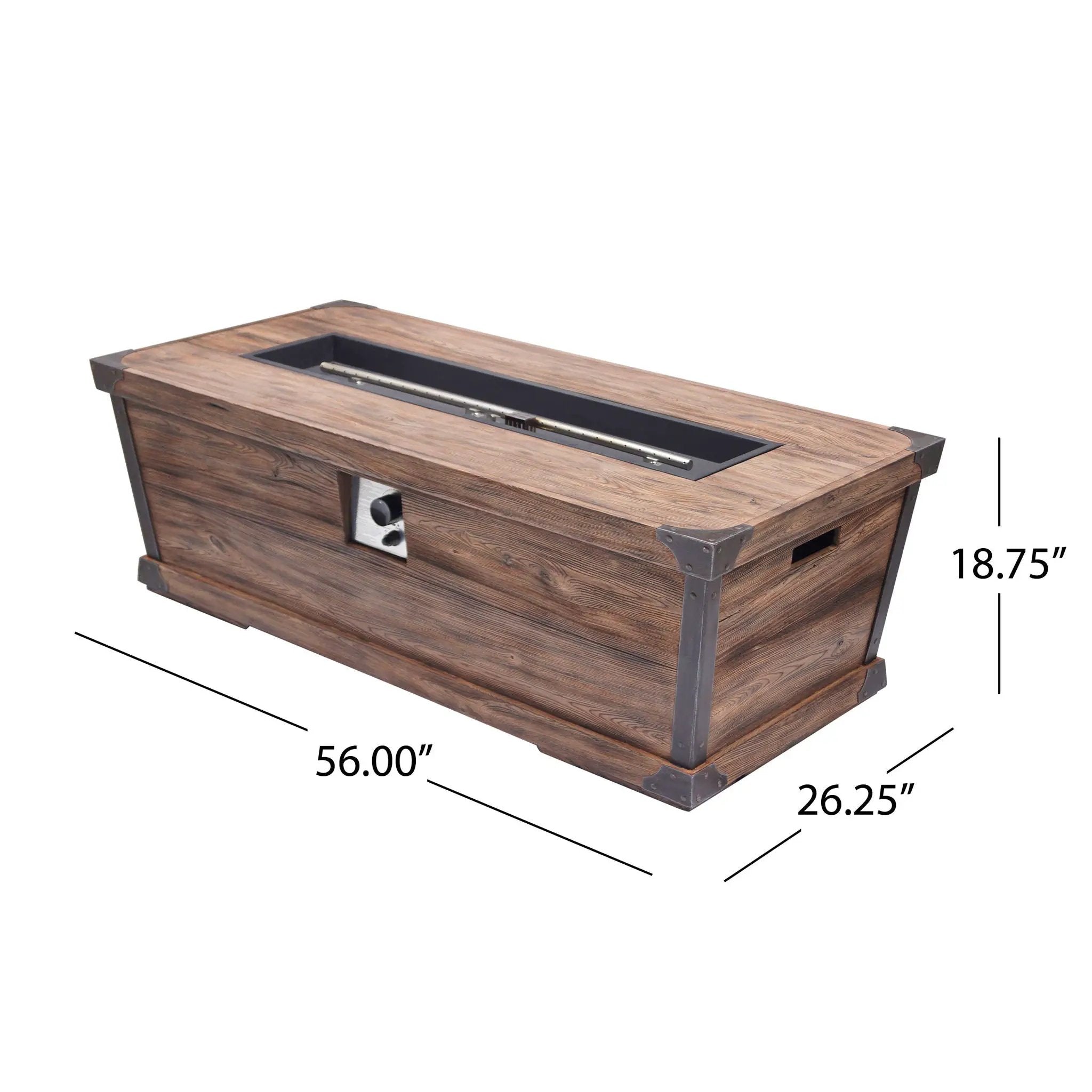 Outdoor Patio Rectangle Gas Burning Fire Pit - Wood Pattern by HouseOfZazla