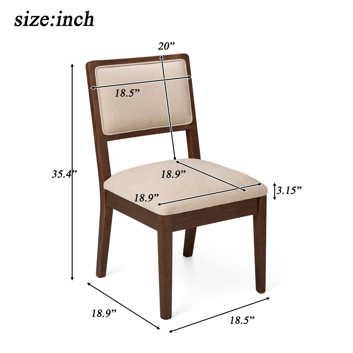 Set of 2 Compact Rubber Wood Dining Chairs, photo 7 of 10