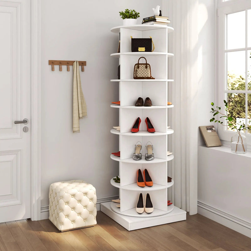 New 360 Rotating Shoe Cabinet 7 Layers Holds Up To 28 Paris Of Shoes by Unique Piece Furniture