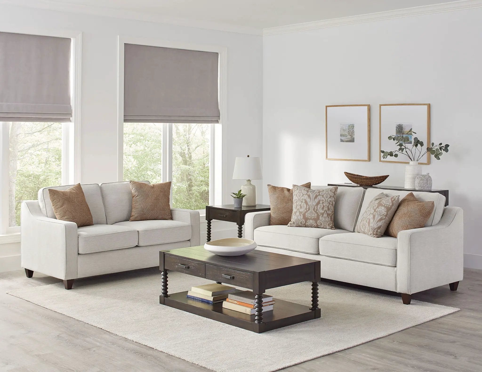 Christine 2-piece Upholstered Sloped Arm Sofa Set Beige by Unique Piece Furniture