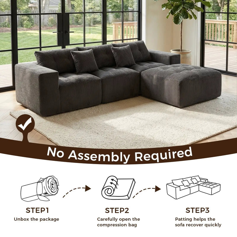 101" L-Shaped Modular Compression Sofa by HouseOfZazla