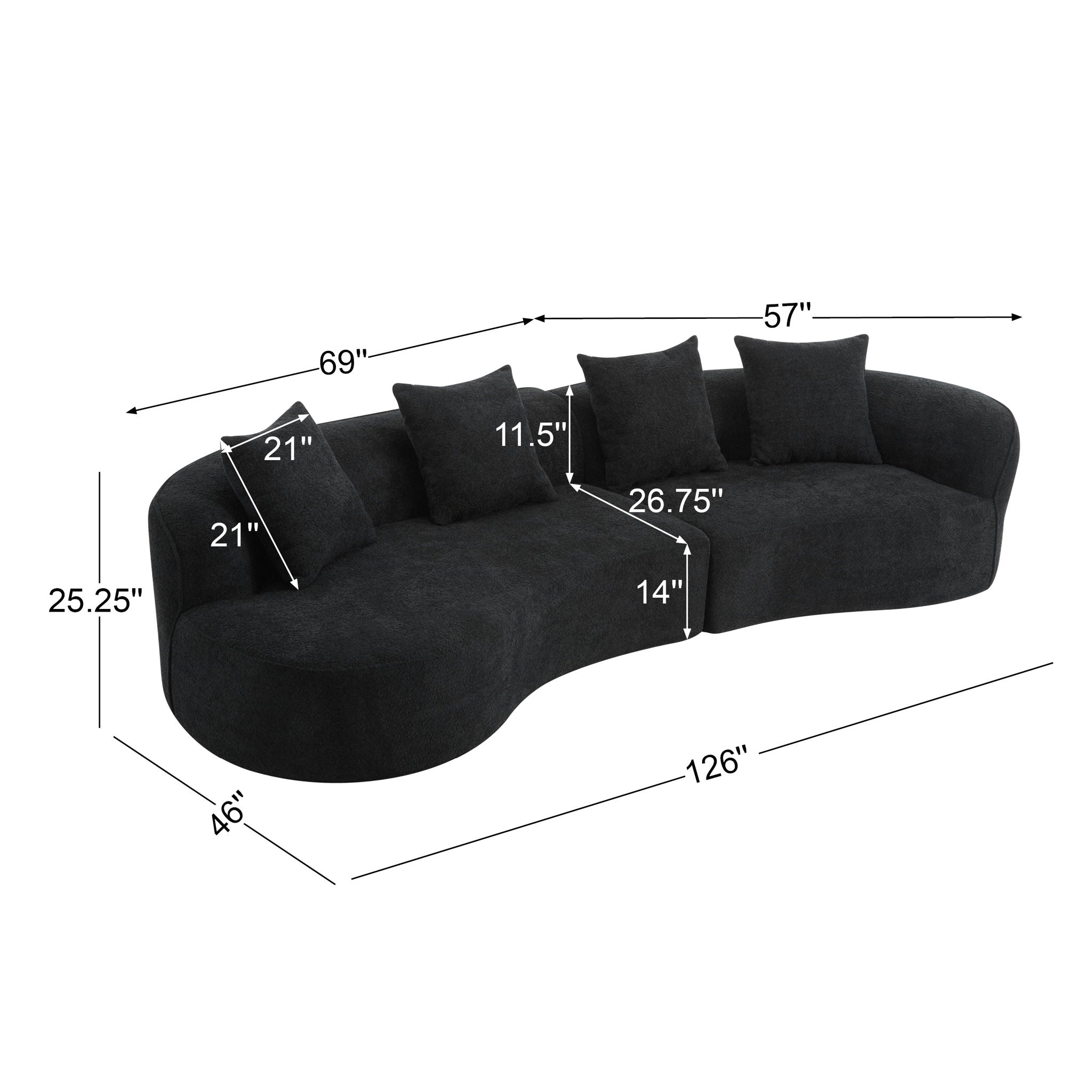 Elegant Curved Sectional Sofa With Full Foam Comfort by HouseOfZazla