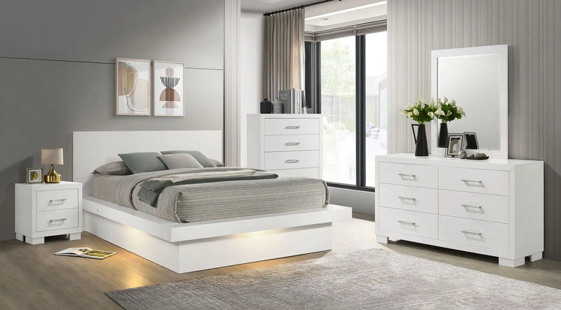 Jessica 5-piece Eastern King LED Bedroom Set Snow White by Unique Piece Furniture